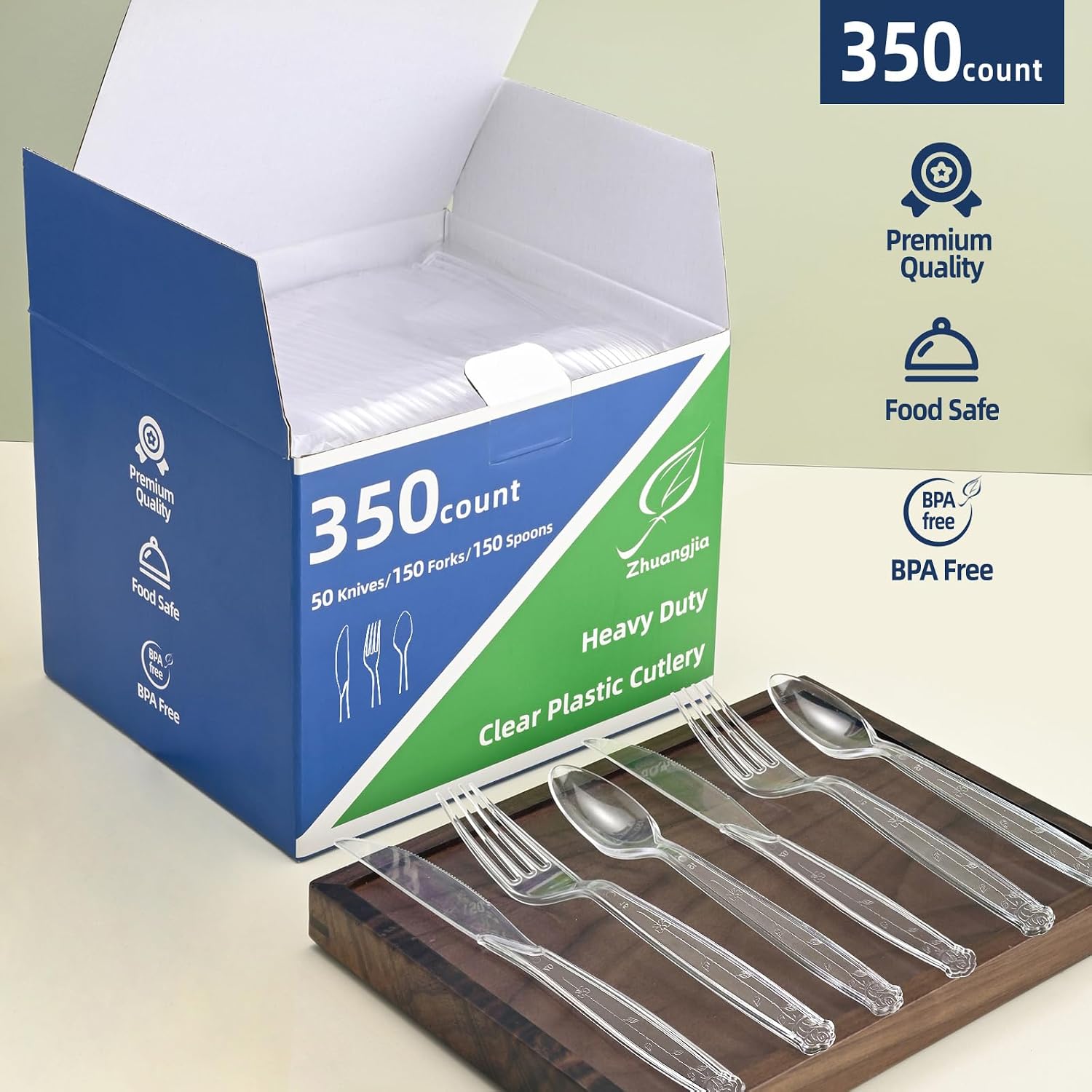 Detalle 2 de 350-Count Clear Extra Heavy-Duty Plastic Forks (BPA-Free), Disposable Party & Everyday Forks