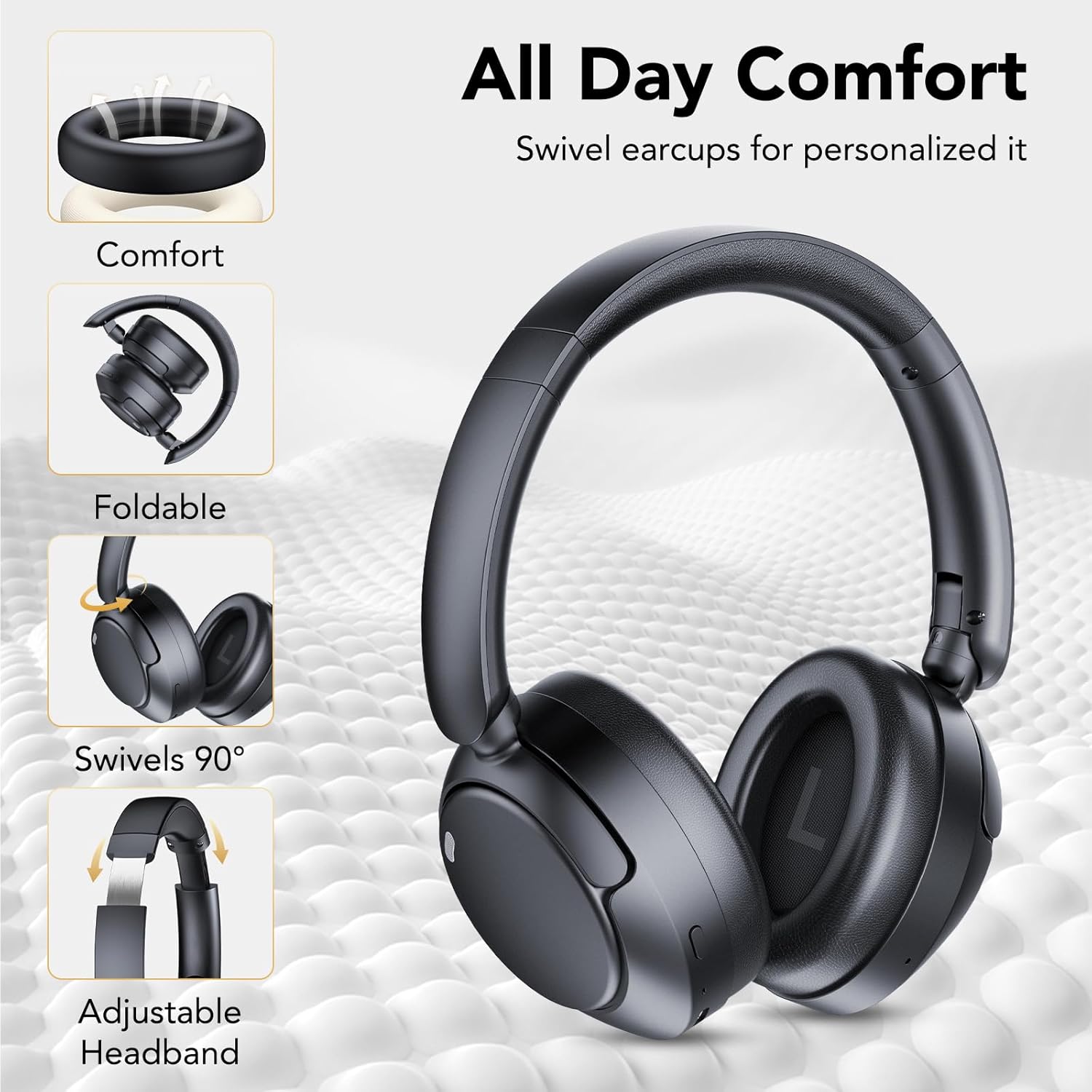 Detalle 2 de TIMU Active Noise Cancelling Headphones – 100H Playtime, Wireless Over-Ear