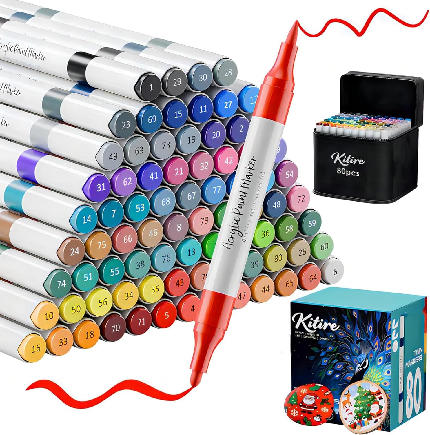 Detalle de Kitire Acrylstifte 80 Farben 1 mm/1–5 mm