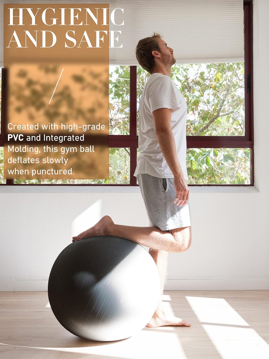 Thumbnail 3 de PhysKcal Gym Ball (55–85cm) Swiss Ball Chair for Balance, Stability & Pilates/Yoga—Anti-Burst with Quick Pump