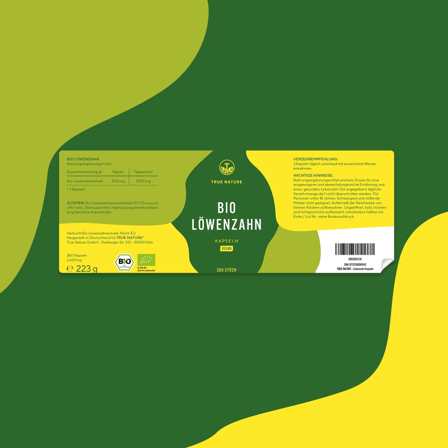 Detalle 2 de BIO Löwenzahn - 360 Kapseln, 1500 mg Löwenzahnwurzelextrakt (10:1) – vegan, laborgeprüft