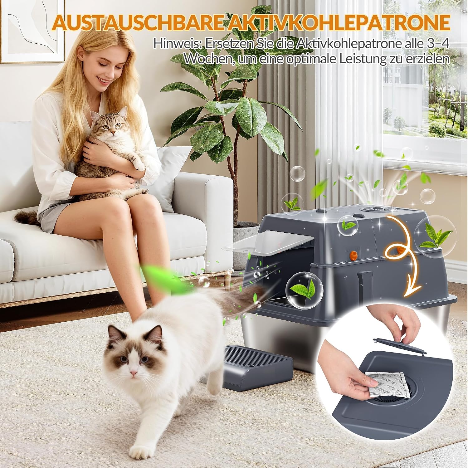 Detalle de Fobyfurny FPLB203SG2 Edelstahl-Katzenklo 61 cm