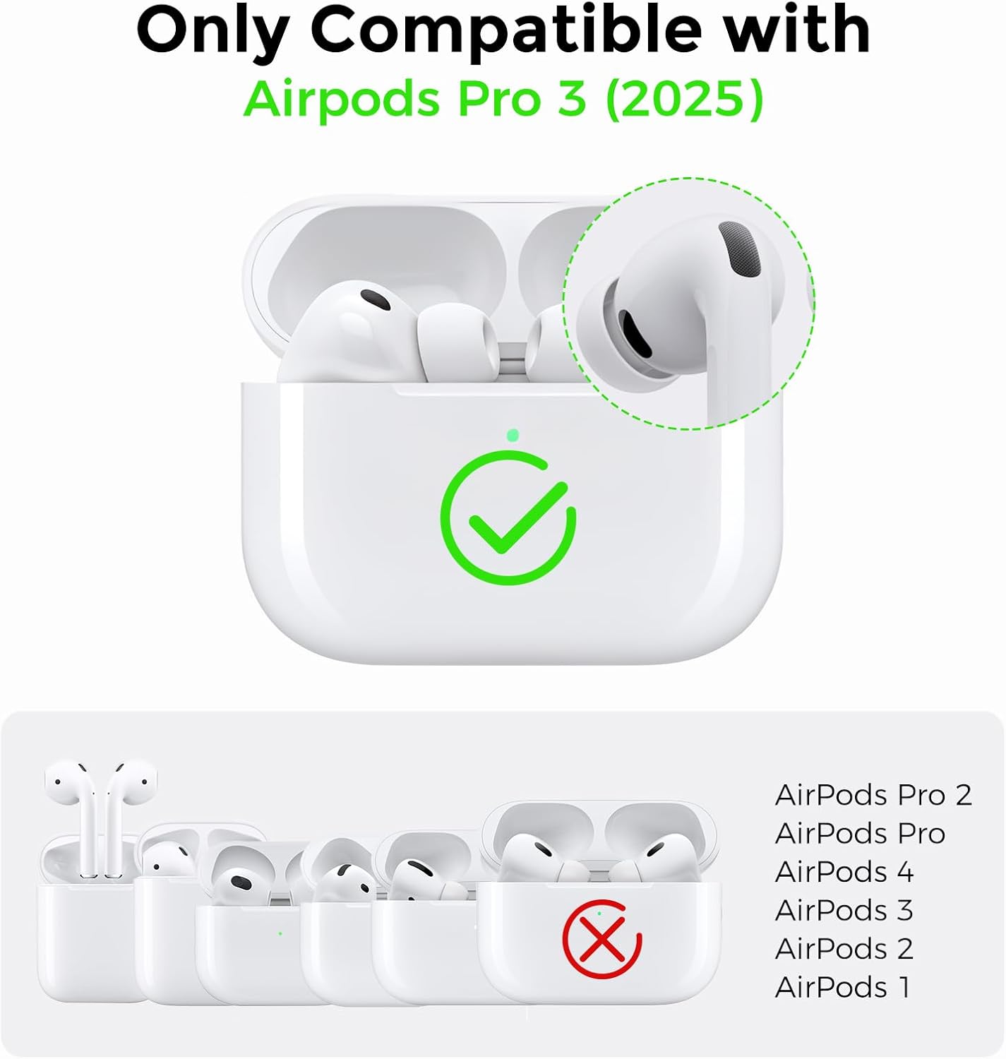 Thumbnail 1 de AhaStyle AirPods Pro 3 Case Cover (2025) with Cleaning Kit – Full Body Shockproof Silicone Case with Carabiner and Strap