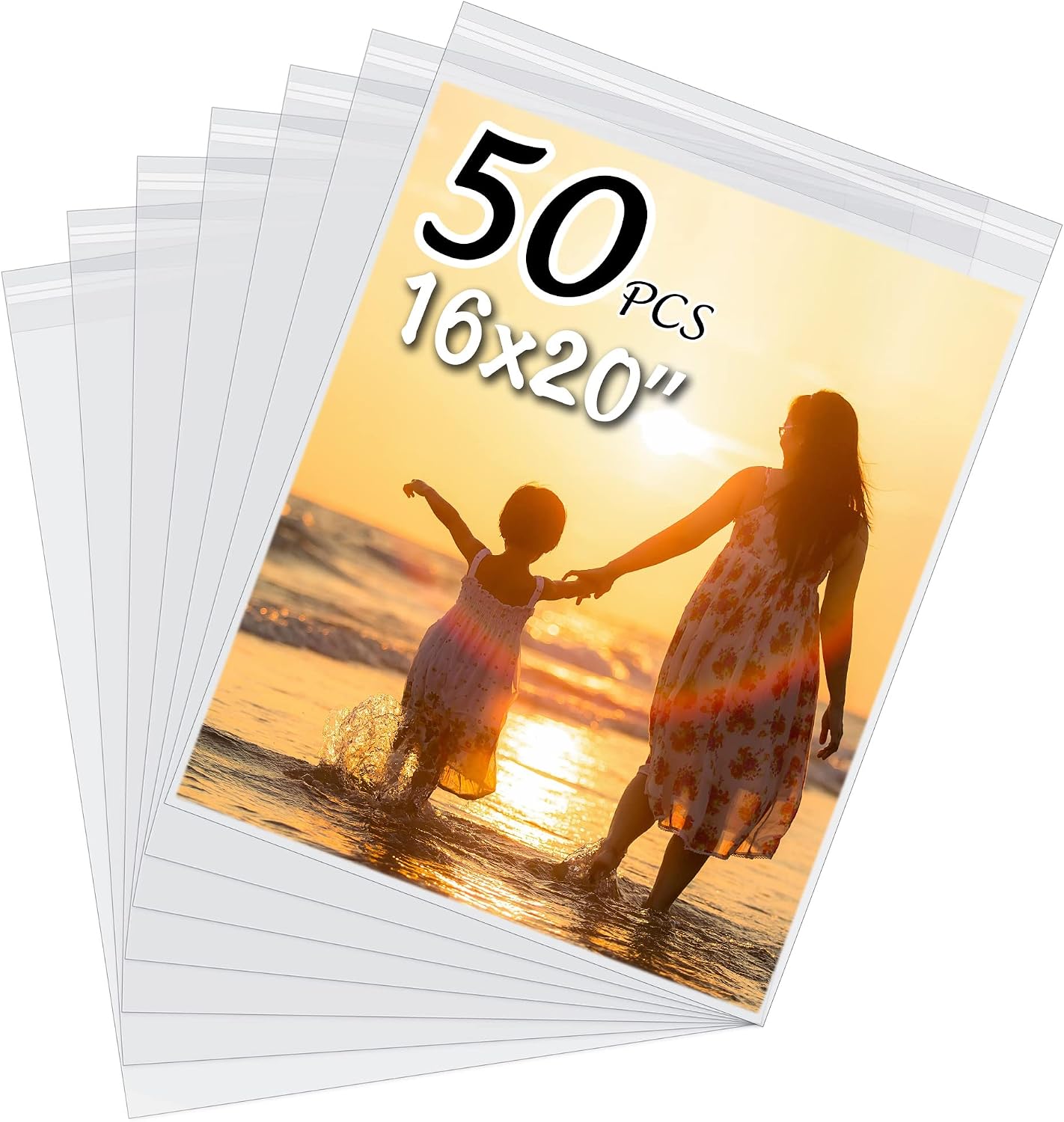 Detalle de Somime 50-Pack Acid-Free Sleeves for 16x20 Art Prints, 16.5 x 20.5 in