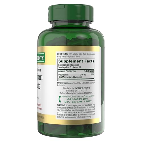 Thumbnail 7 de Nature’s Bounty High Absorption Magnesium Glycinate 240 mg: Support for Muscle, Heart, Nerve & Bone Health