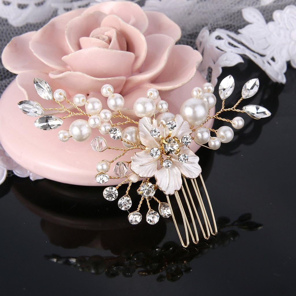 Thumbnail 2 de Clearine Gioielli per Capelli Matrimonio Nuziale: Pettine con Perle e Cristalli Austrian per un Tocco di Eleganza