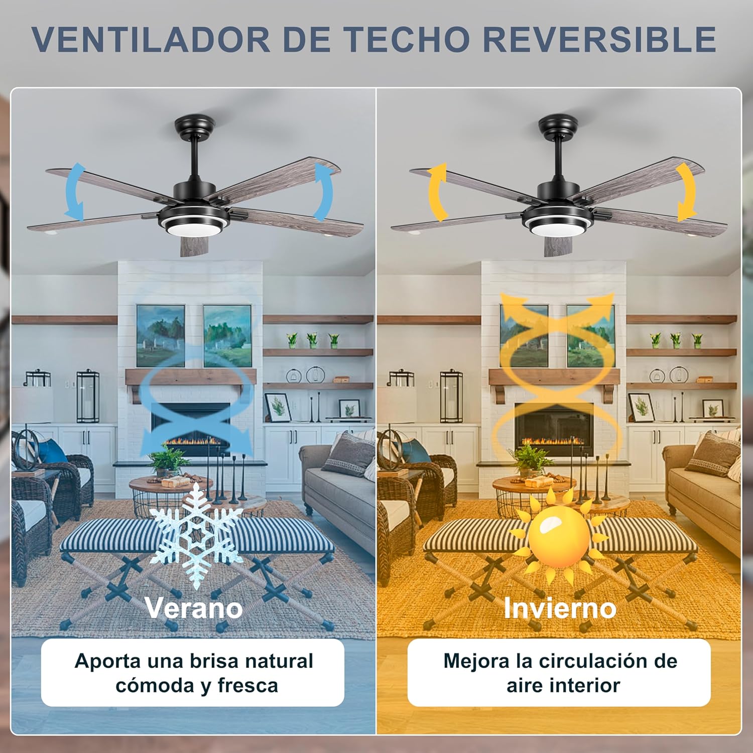 Thumbnail 5 de Ohniyou Ventilador de Techo Negro 132 cm con Luz 🌀