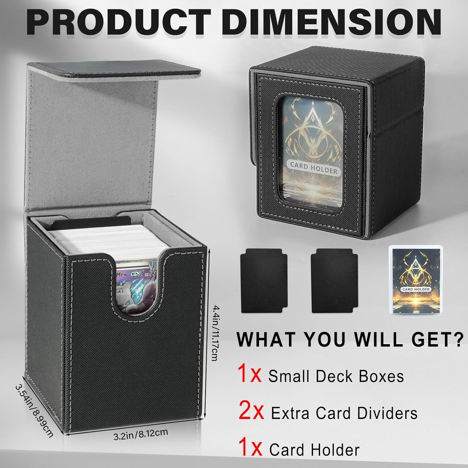 Detalle de Magic Deck Box mit MTG Commander Display – Magnetische Aufbewahrung für 100+ Karten (Schwarz/Grau)