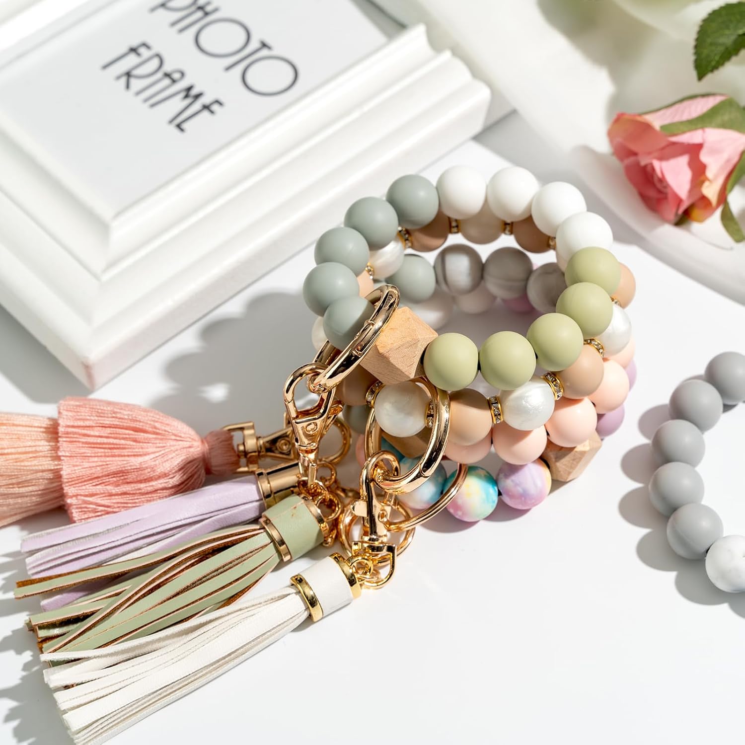 Thumbnail 5 de CHUQING Schlüsselanhänger-Armband mit Silikonperlen für Autoschlüssel – Schlüsselarmband für Damen