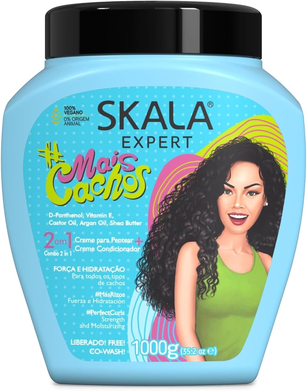 Detalle 2 de SKALA Mais Cachos 2-in-1ヘアトリートメントクリーム、洗い流す・洗い流さない両用、35.3オンス