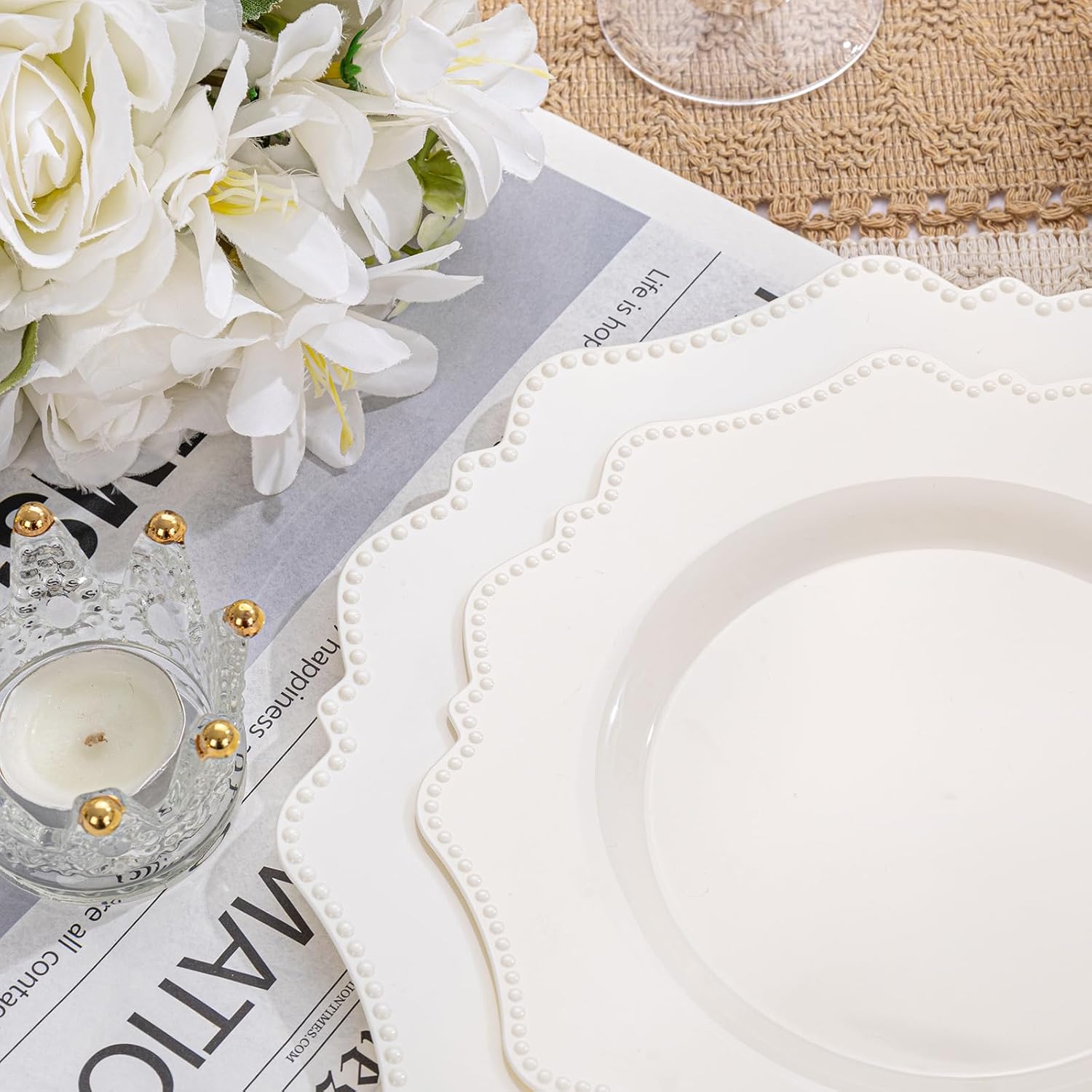 Thumbnail 5 de Colosus Ivory Plastic Plates 60pc