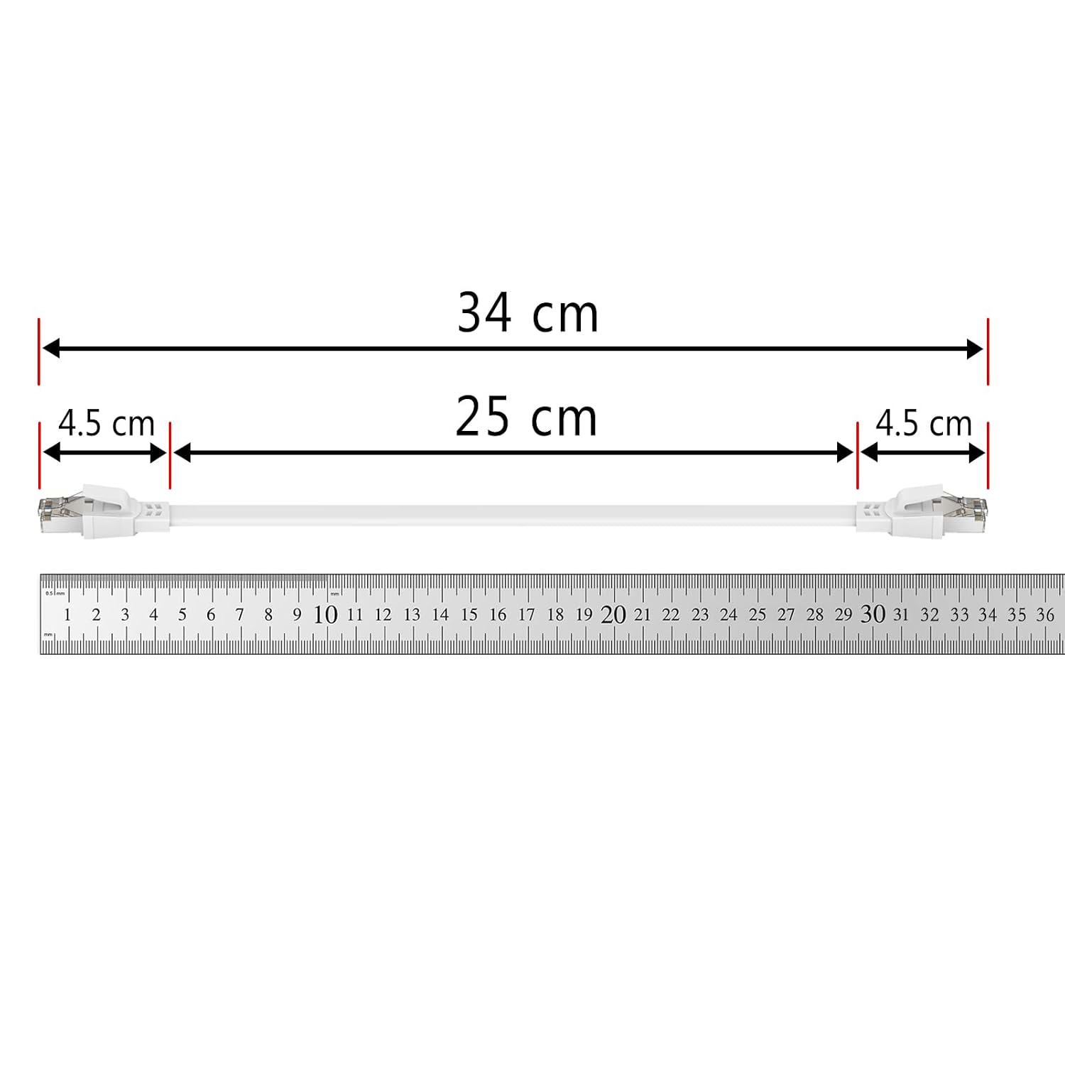 Detalle 2 de Ercielook LAN-Kabel Cat8, 0,25 m (5er-Set) – wetterfest, UV-beständig, bis 40 Gbit/s