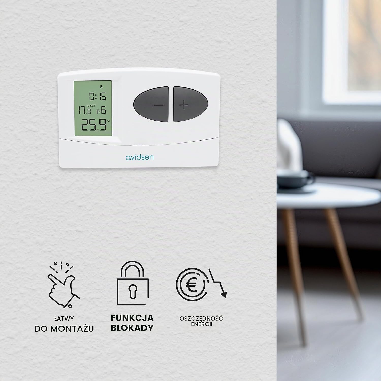 Detalle de Avidsen 103953 7 Giorni – cyfrowy termostat programowalny, biały