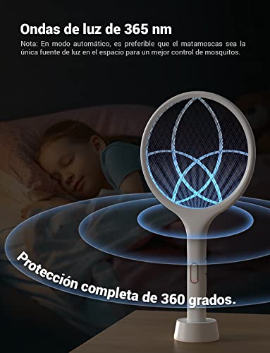 Thumbnail 4 de YISSVIC raqueta matamoscas eléctrica 2 en 1 de 4000V con USB recargable (blanco)