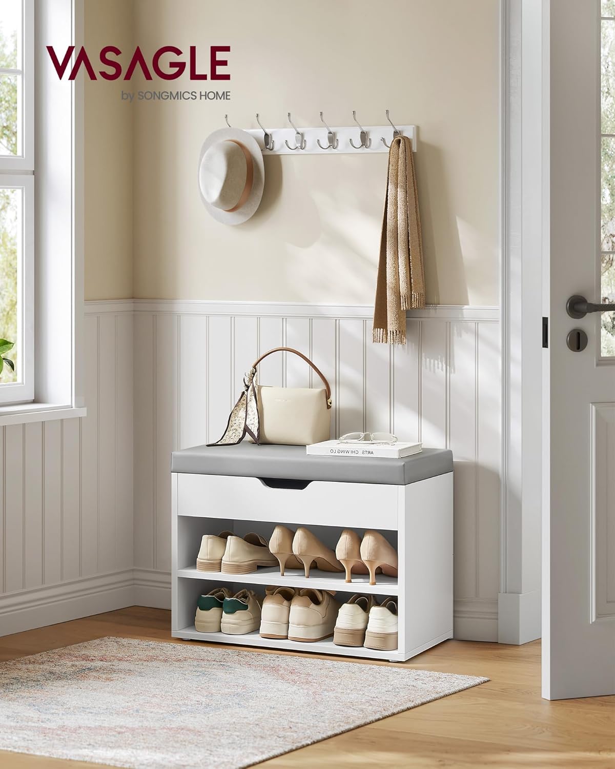 Detalle 2 de VASAGLE LHS020W01 Banco zapatero 30 x 60 x 44 cm