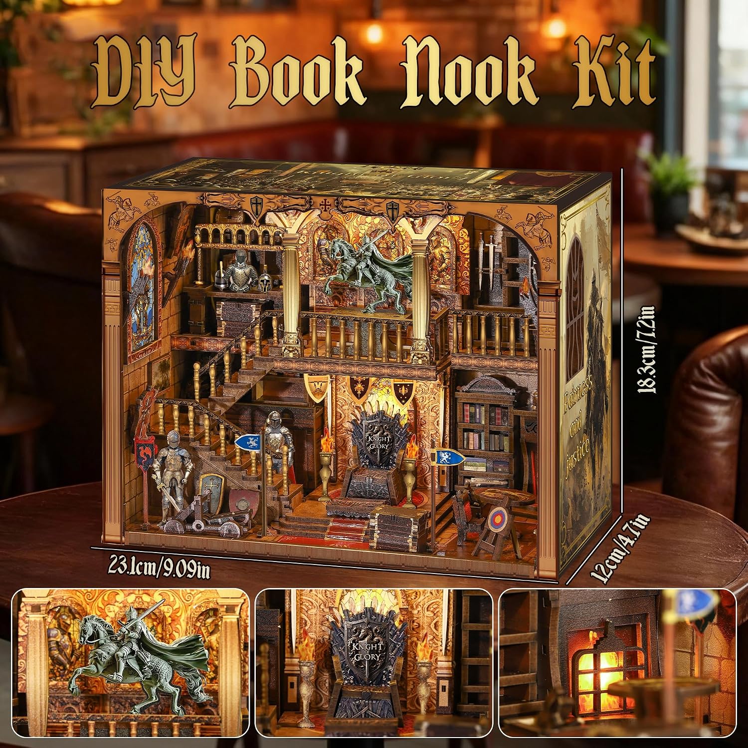 Detalle 2 de Book Nook Kit DIY Medieval Castle 3D LED