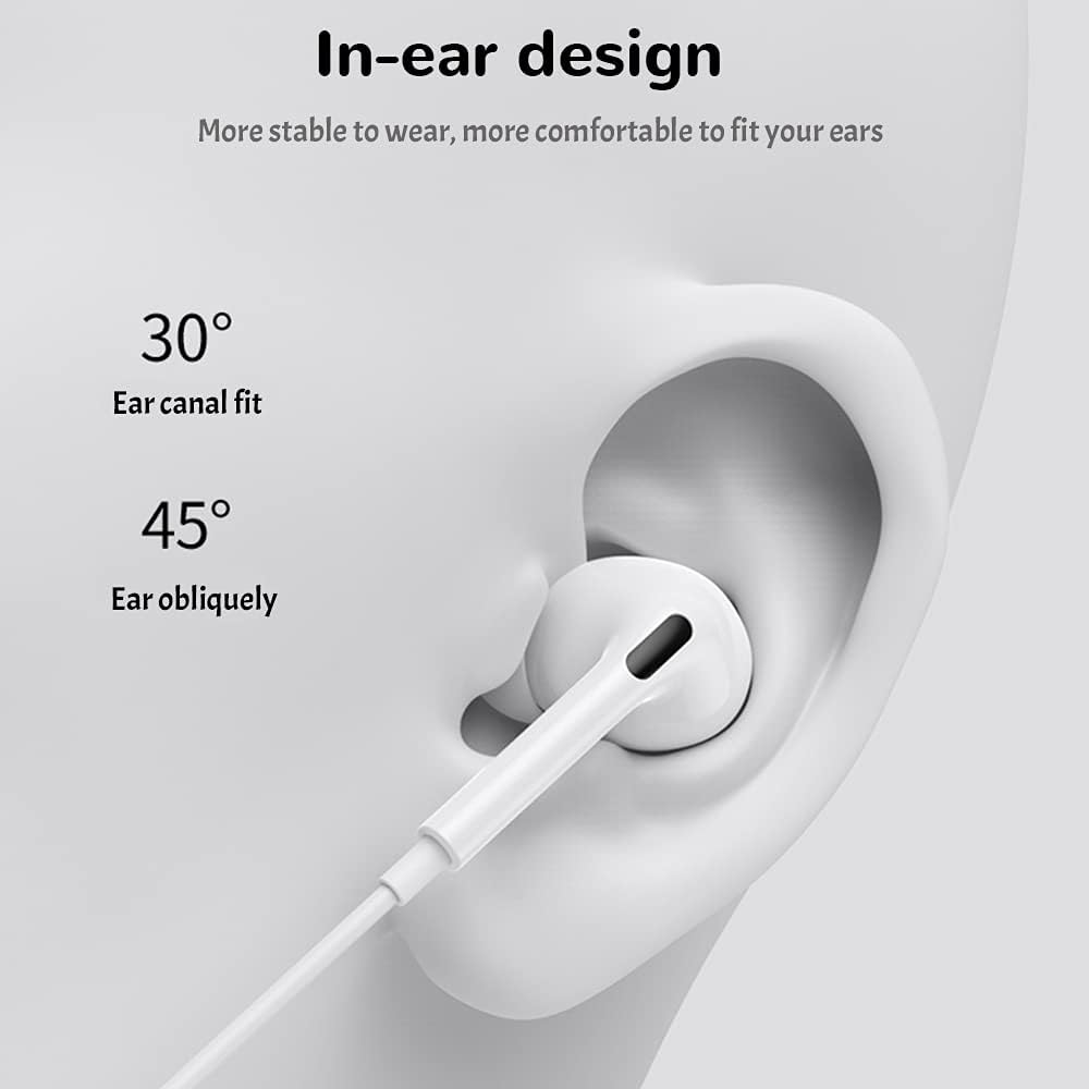 Detalle de Wired in-ear headphones for iPhone with volume control and microphone (Lightning) – stereo noise-isolating earbuds
