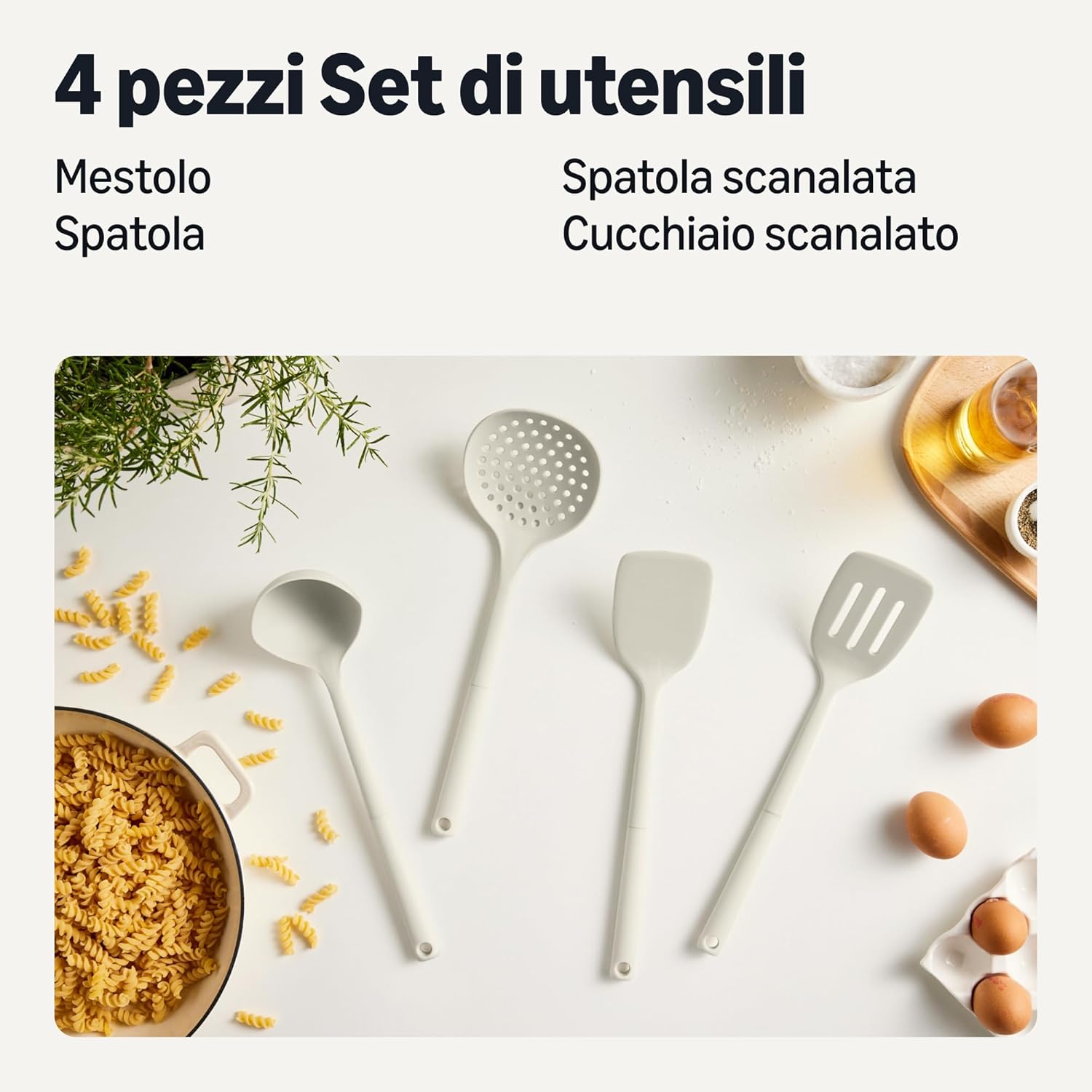 Detalle 2 de Amazon Basics Cucchiai e Mestoli in silicone 4 pezzi 🍽
