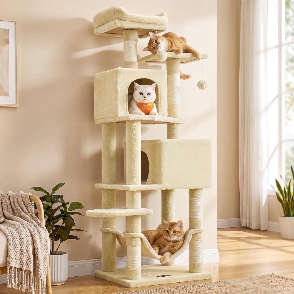 Detalle de Feandrea UPCT192M01 59.5-Inch Cat Tree with 5 Scratching Posts and 2 Perches