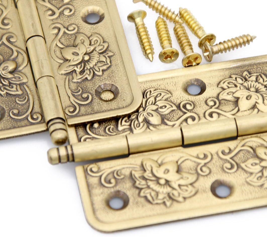 Thumbnail 4 de Embossed Brass Hinges, 65 mm Plate Length