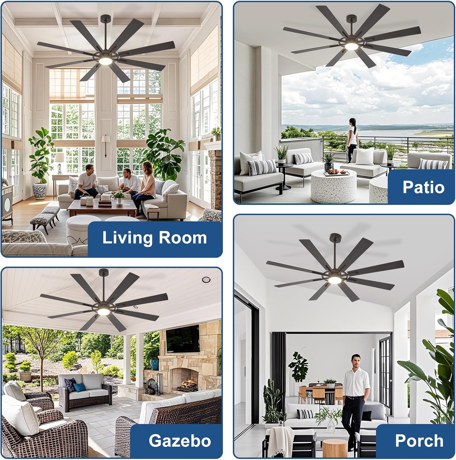 Thumbnail 1 de BvenuBigLite 72-Inch Outdoor Ceiling Fan with Lights (8-Blade, DC Motor, App & Remote)