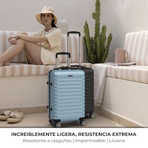 Detalle 2 de NUMADA Upfly XS Maleta de Cabina 55x36x19 cm (30 L) - Azul Claro, 4 Ruedas y Cierre de Combinación
