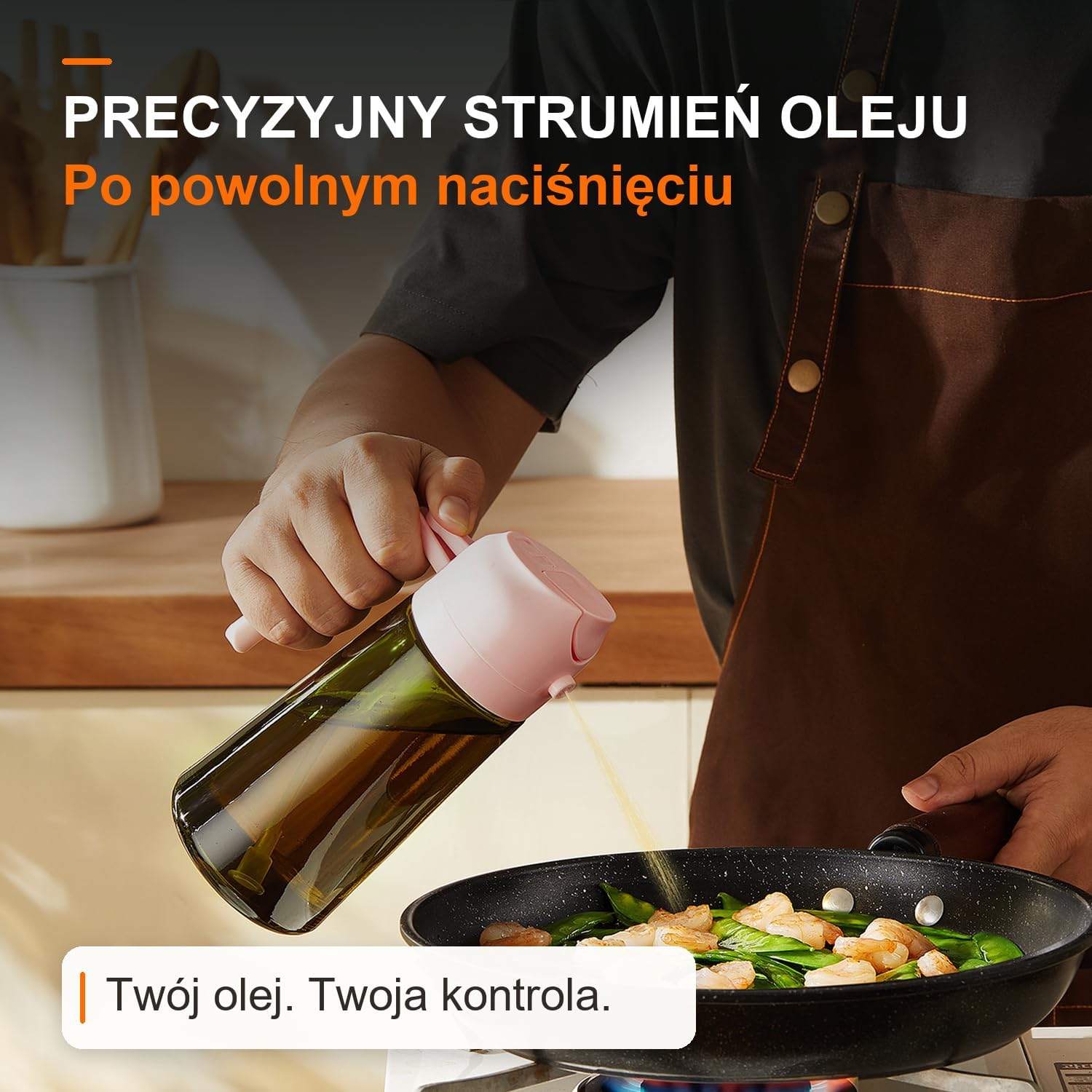 Detalle 2 de TrendPlain: szklana butelka do oliwy 2 w 1, dozownik i rozpylacz, 470 ml