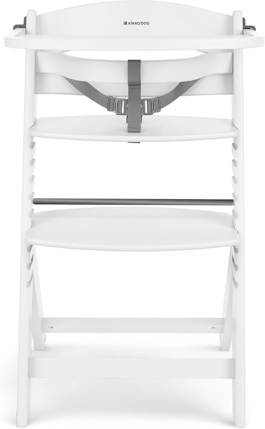 Detalle de KikkaBoo Chaise Haute Bébé Évolutive NORDY – chaise bois de hêtre, réglable jusqu’à 35 kg