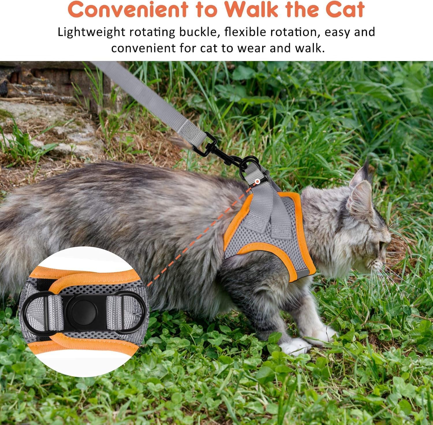 Detalle de FAYOGOO cat harness and lead set escape-proof (large adult, step-in) with adjustable vest