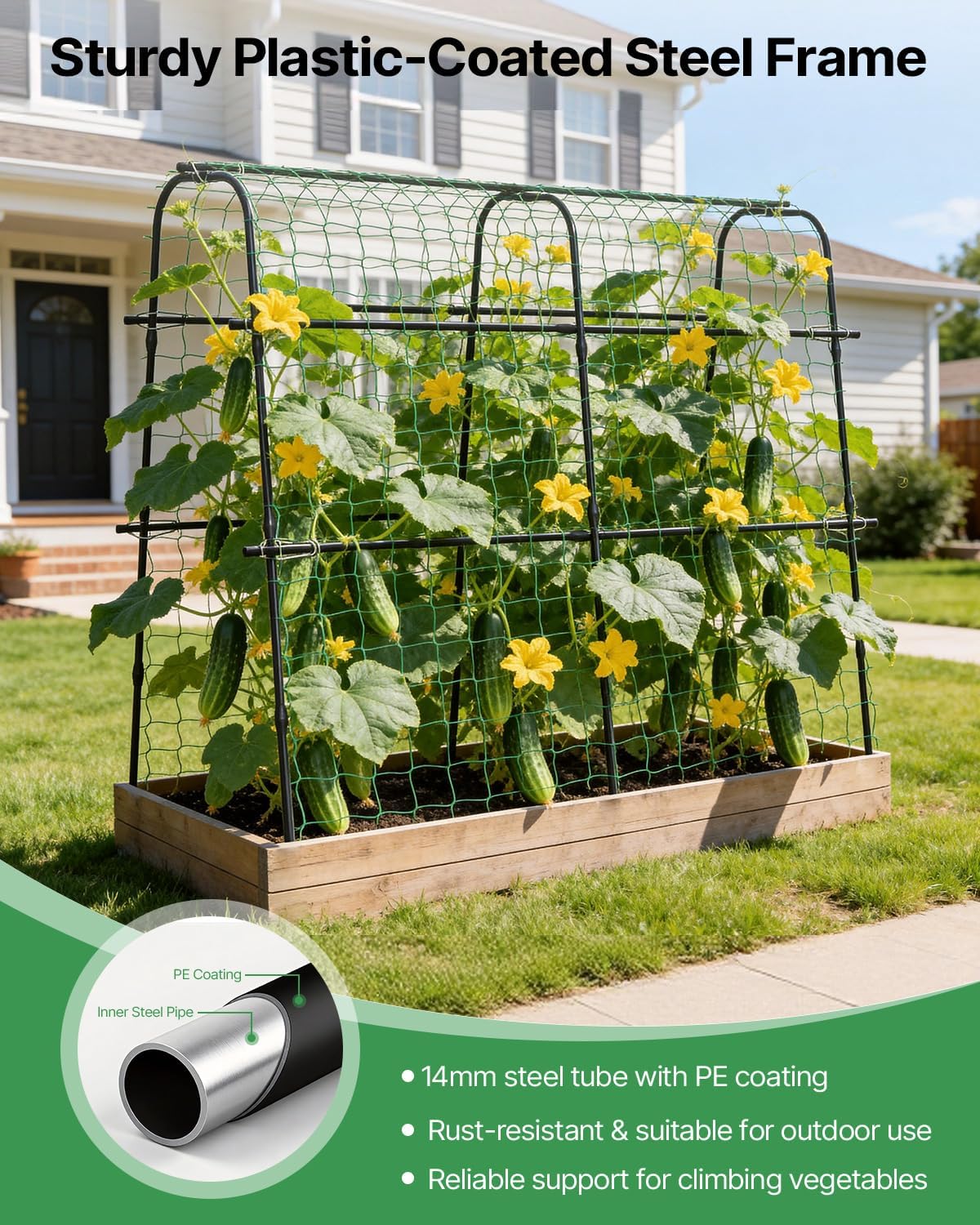 Detalle de Suteck metal cucumber trellis 31.5 x 63 x 63 inches