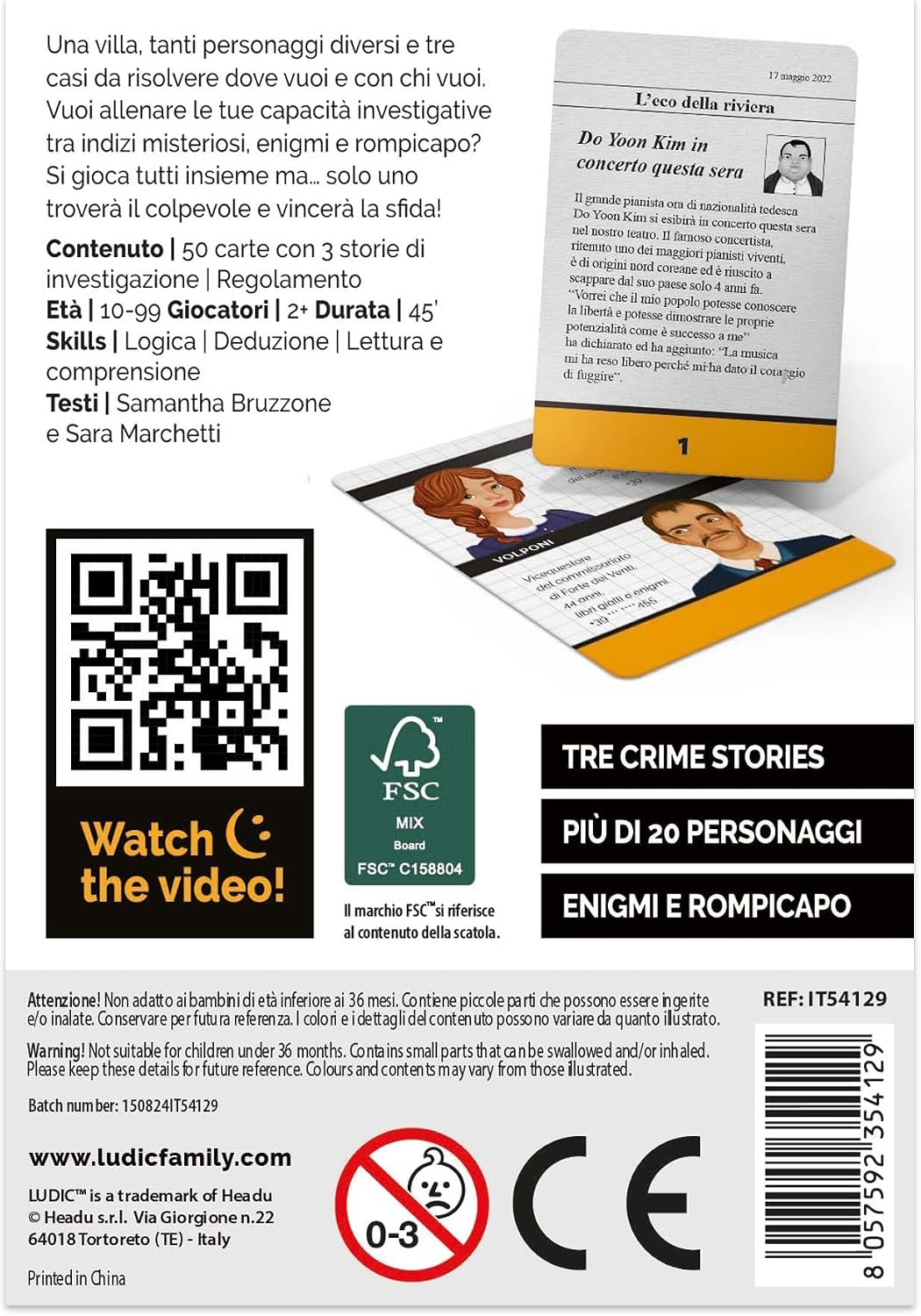 Thumbnail 1 de Ludic - Gialli In Gioco Tre Crime Stories: Sfide di Investigazione per Tutti! (Formato Viaggio) IT54129