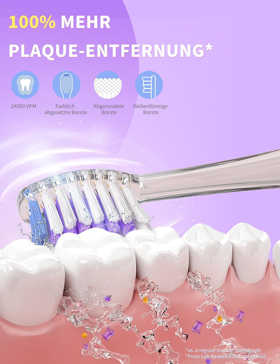 Thumbnail 2 de Seago SG977 Kinderzahnbürste violett 24000 VPM