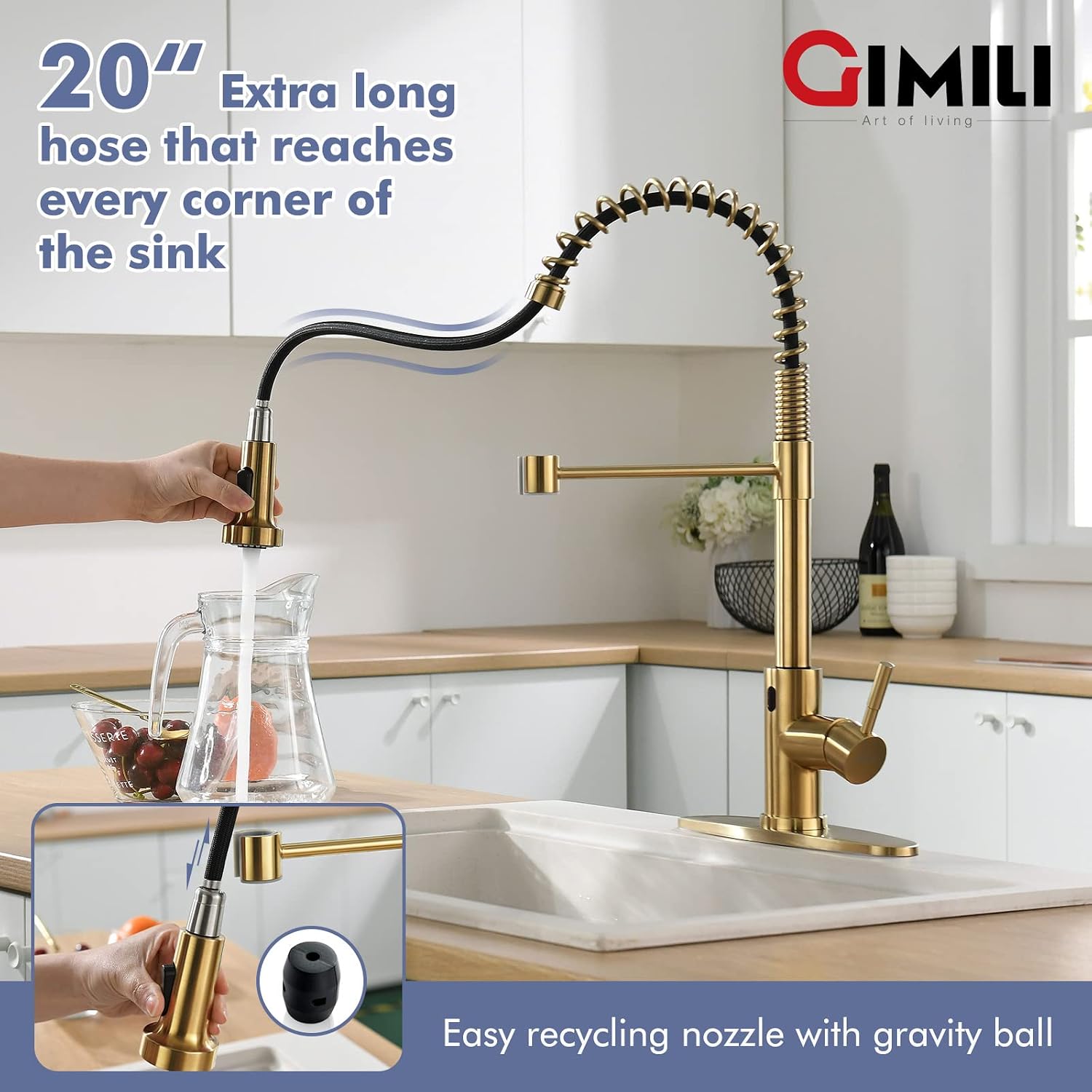Thumbnail 5 de GIMILI GM2016 Gold Touchless Kitchen Faucet with Dual-Function Pull-Down Sprayer