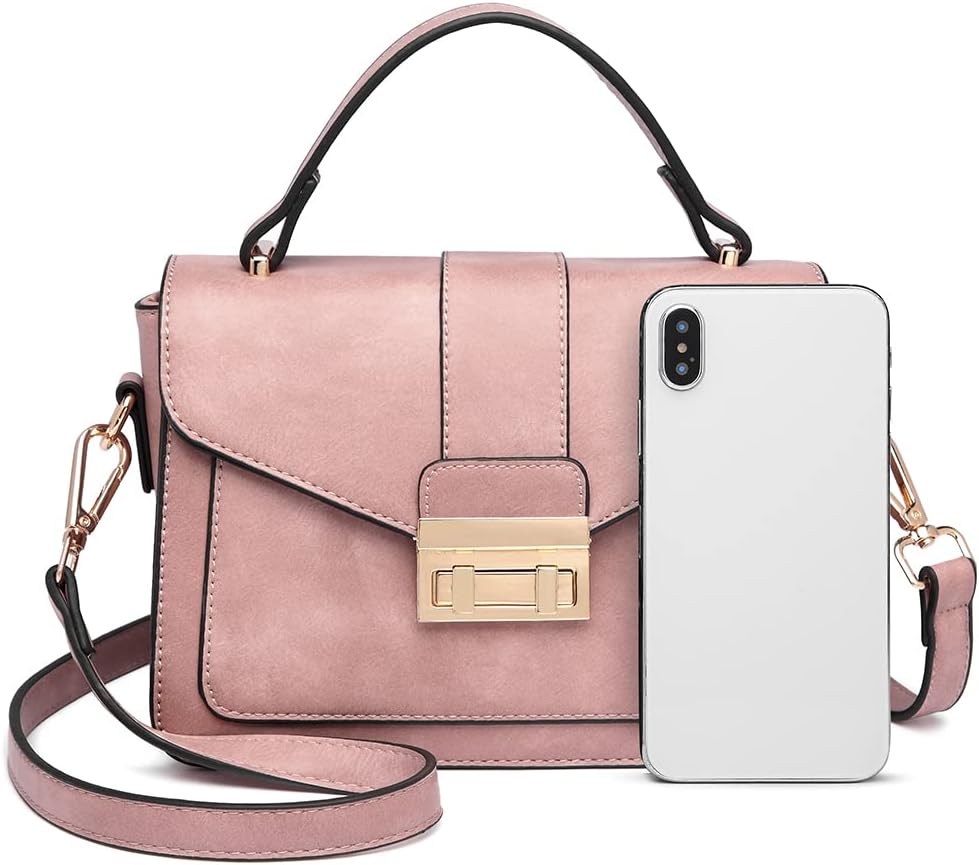 Detalle de Miss Lulu sac à main femme en PU cuir avec bandoulière amovible (22 x 9,5 x 16 cm)