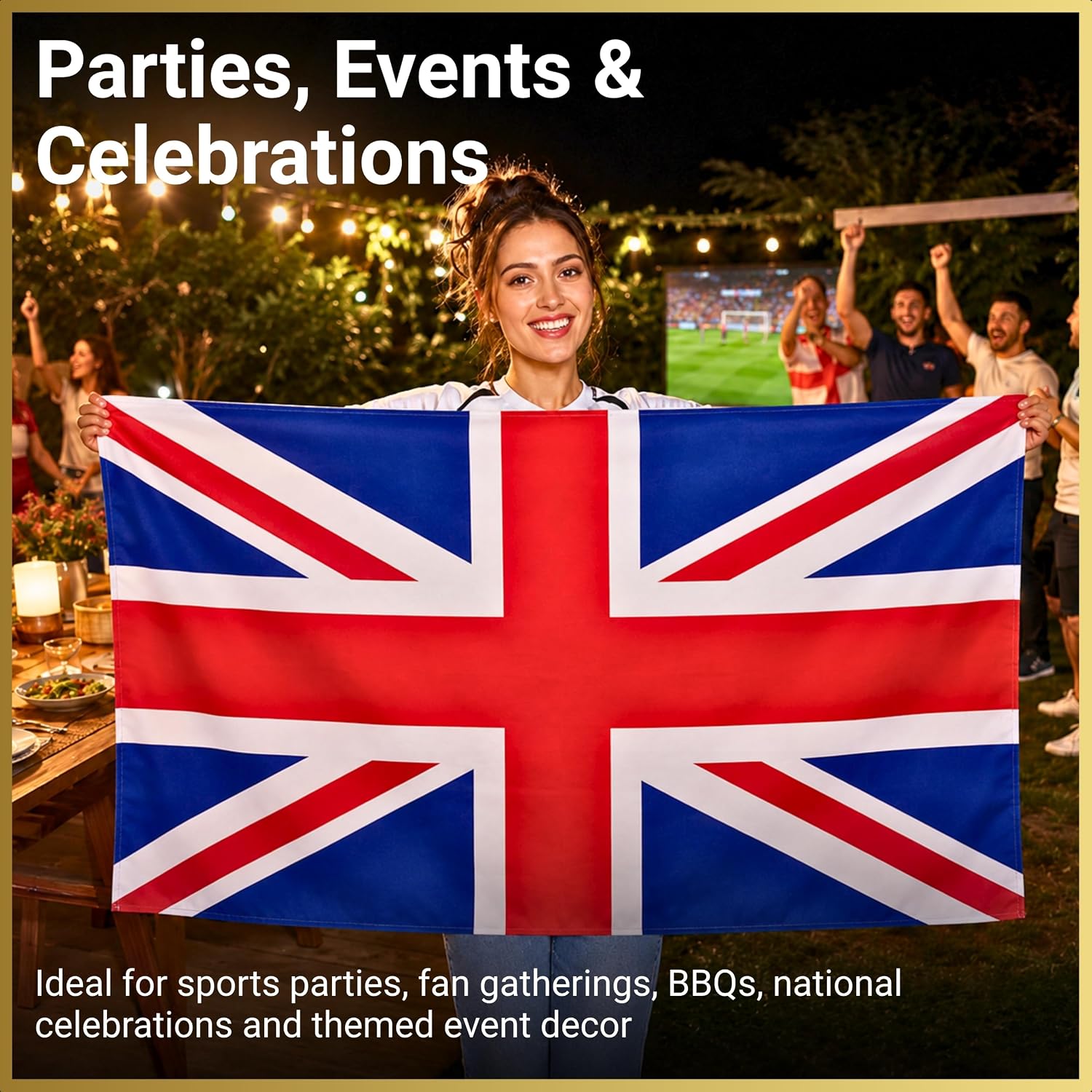 Detalle de Union Jack Flag 5ft x 3ft with Sleeve – Large Wearable Polyester Flag for VE Day Celebrations and Events