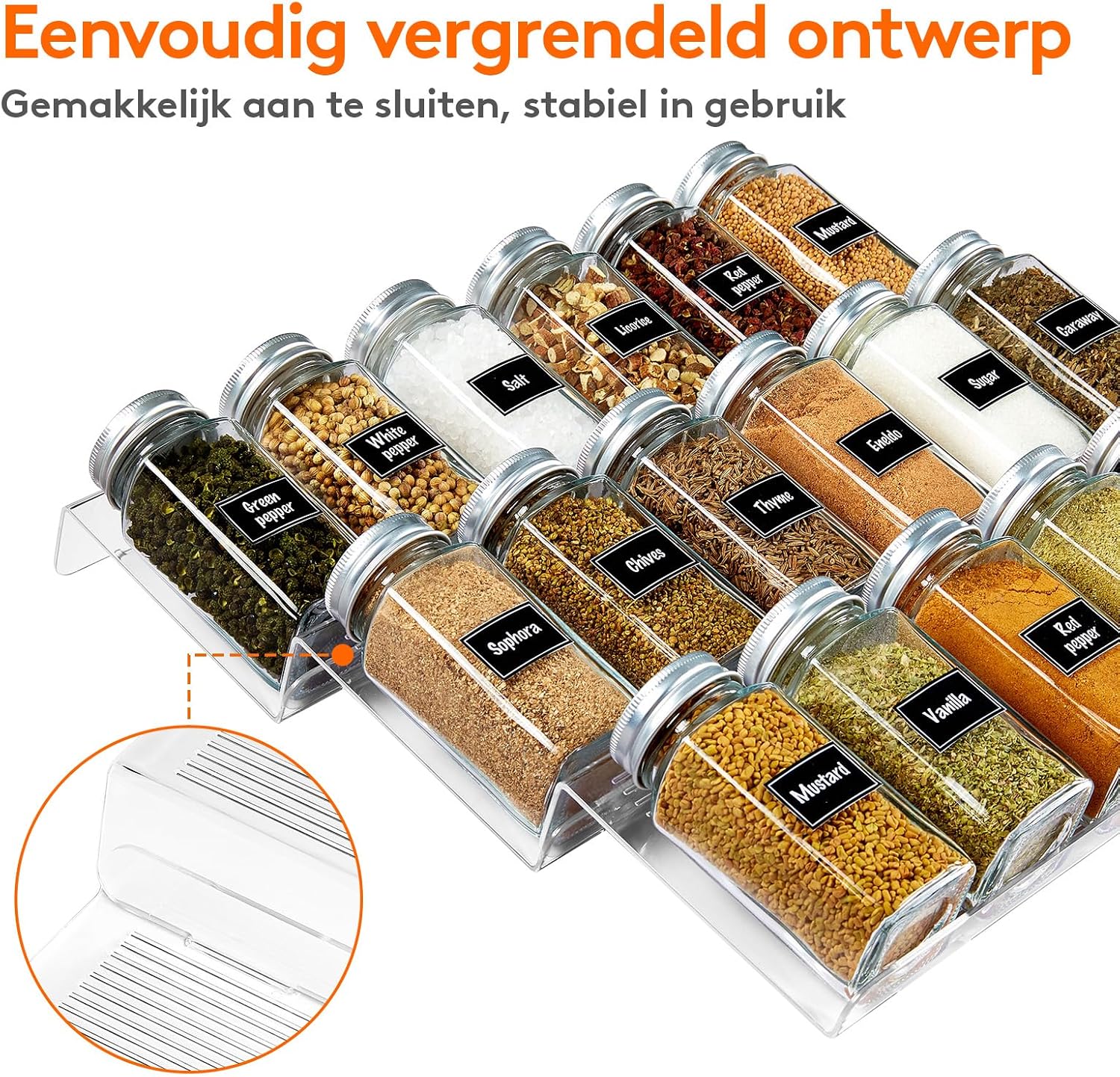 Thumbnail 6 de Lifewit 22025 kruidenlade-organizer, verstelbaar, 4 etages, transparant