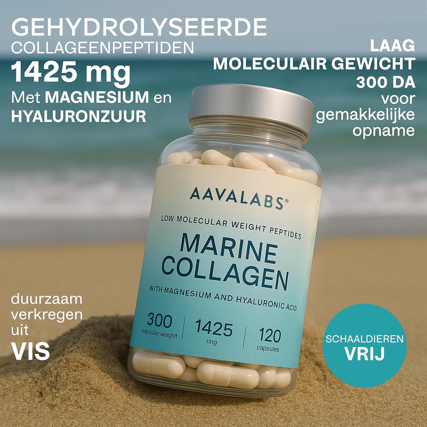 Thumbnail 1 de AAVALABS marine collageencapsules met 1.425 mg collageen, magnesium en hyaluronzuur