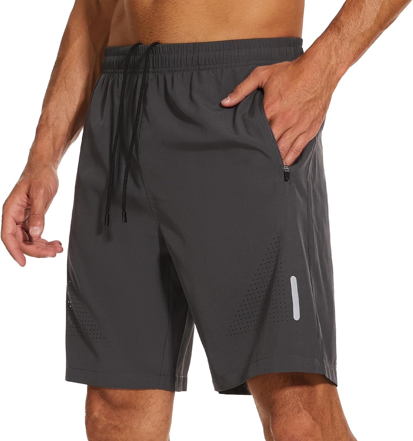 Detalle de YUTYTH Men's Gym Running Shorts: Breathable Quick-Dry with Zipper Pockets