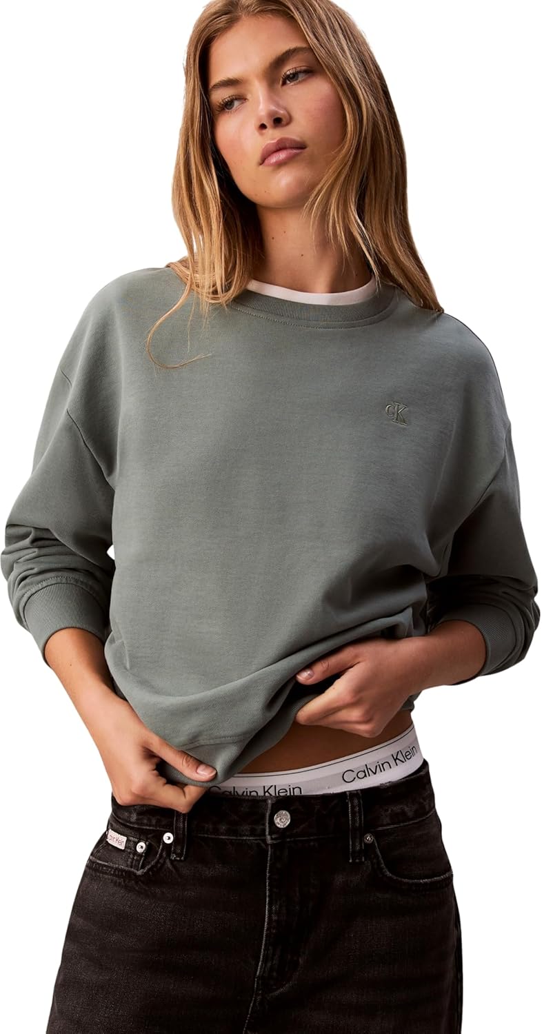 Detalle de Sweat d’intérieur femme Calvin Klein Archive Logo en French Terry col ras-du-cou