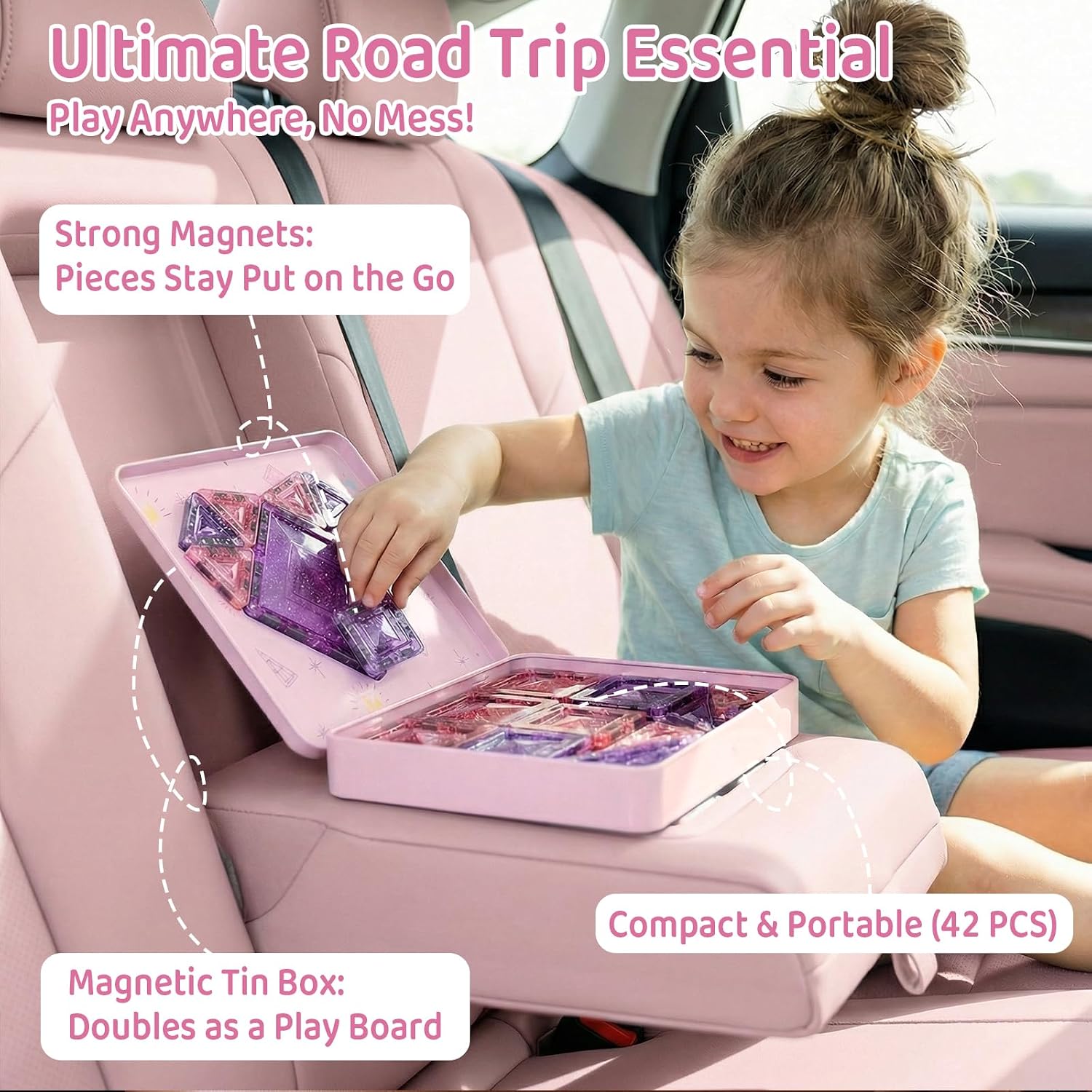 Detalle de Magnetic building tiles, 42-piece set
