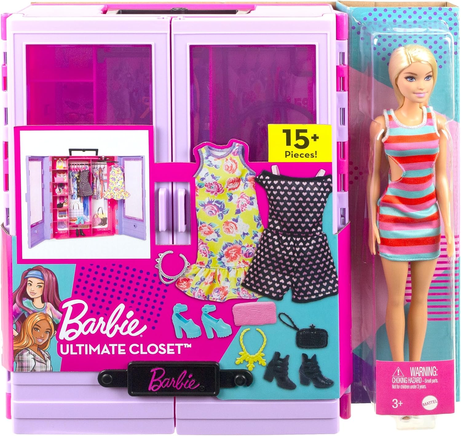 Detalle de Barbie HJL66_J バービーとパープルのクローゼット ドール&ファッションセット