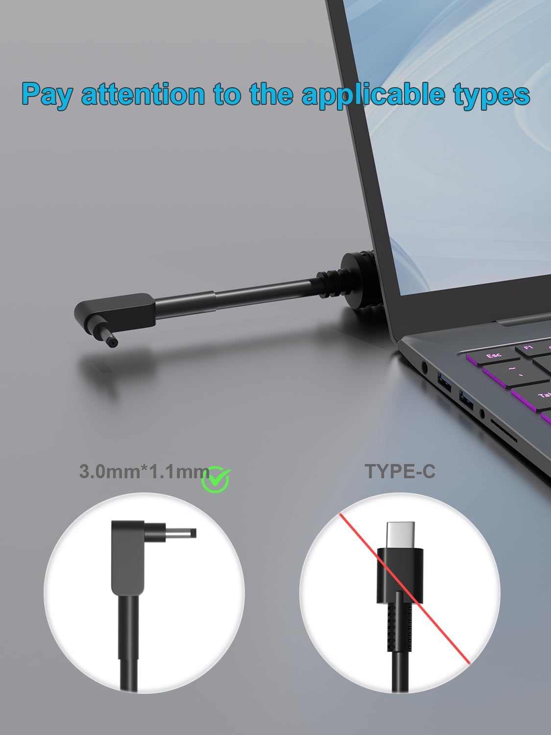 Detalle 2 de HSXIRQA 65W/45W Acer laptop charger (19V) with heat-resistant, safety safeguards