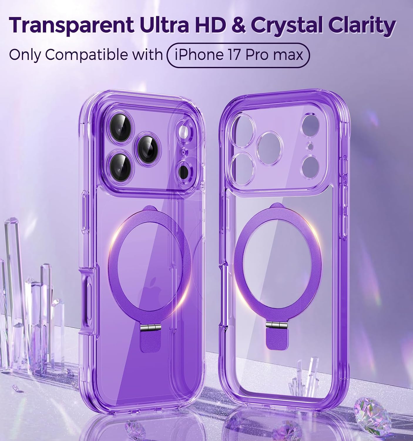 Thumbnail 6 de Magnetic Privacy Case for iPhone 17 Pro Max with DIY Glitter Cardstock and Invisible Magnetic Kickstand