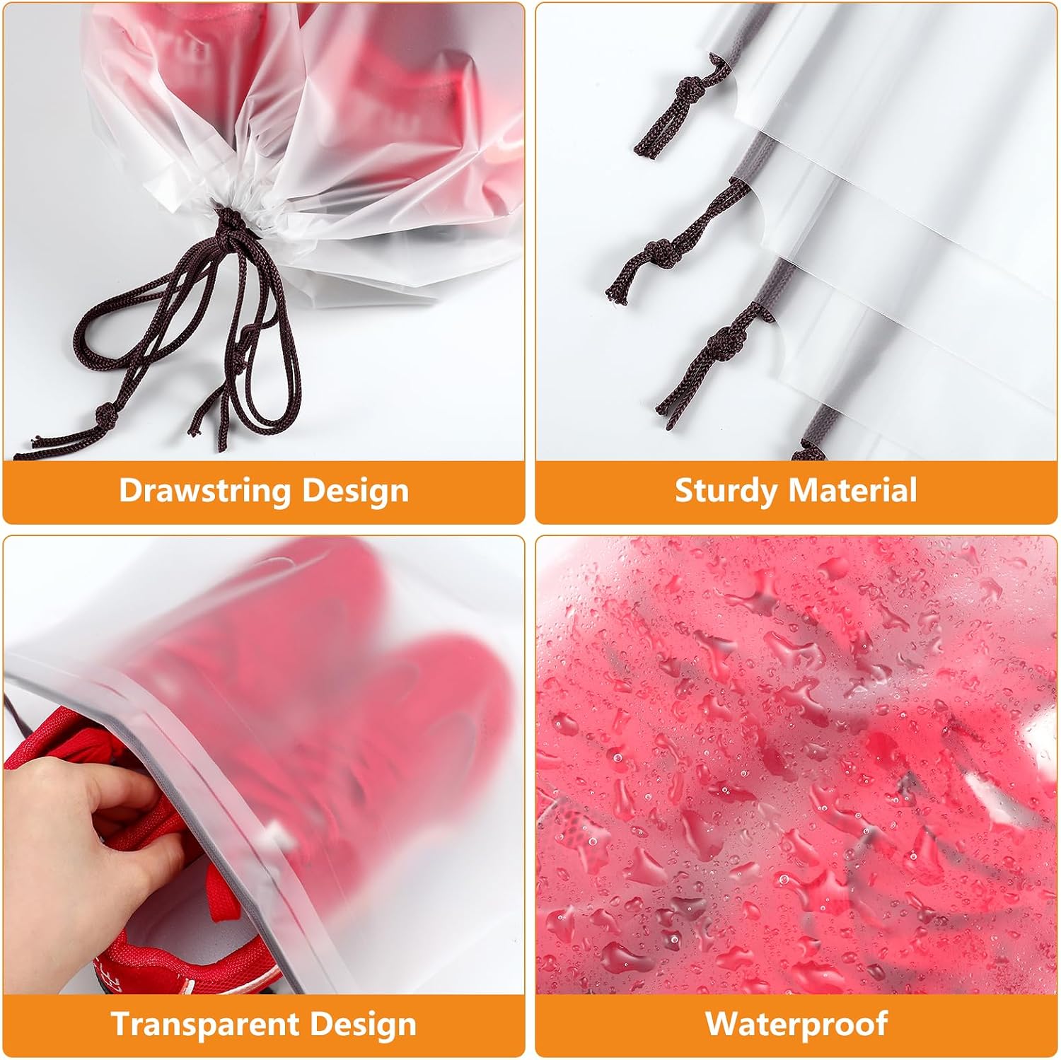 Thumbnail 3 de Yoosso 40 PCS shoe bags, 40 x 30 cm clear