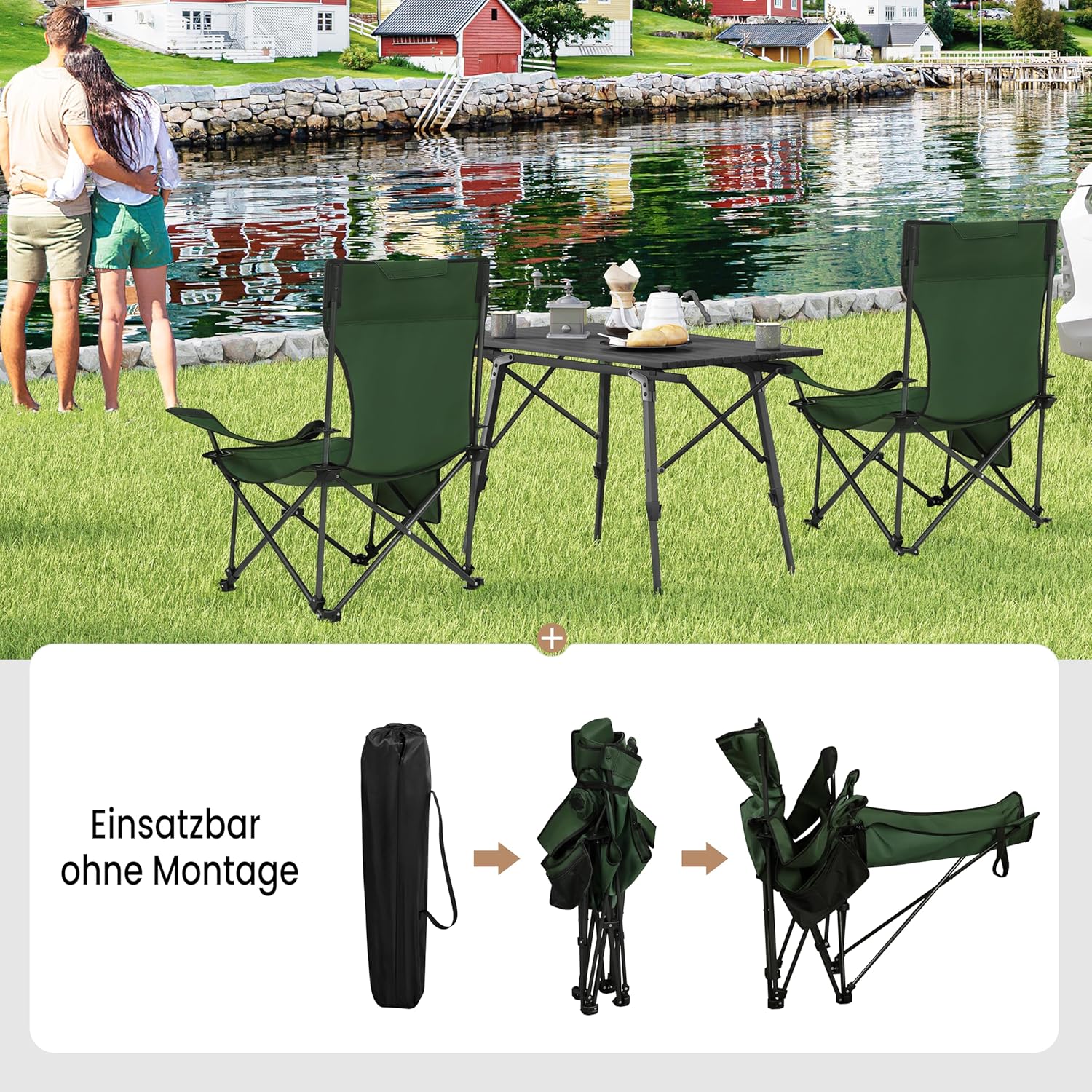 Thumbnail 4 de WOLTU Campingstuhl 2er-Set Faltbar mit Fußablage – 2-in-1 Strandstuhl zum Sitzen oder Liegen