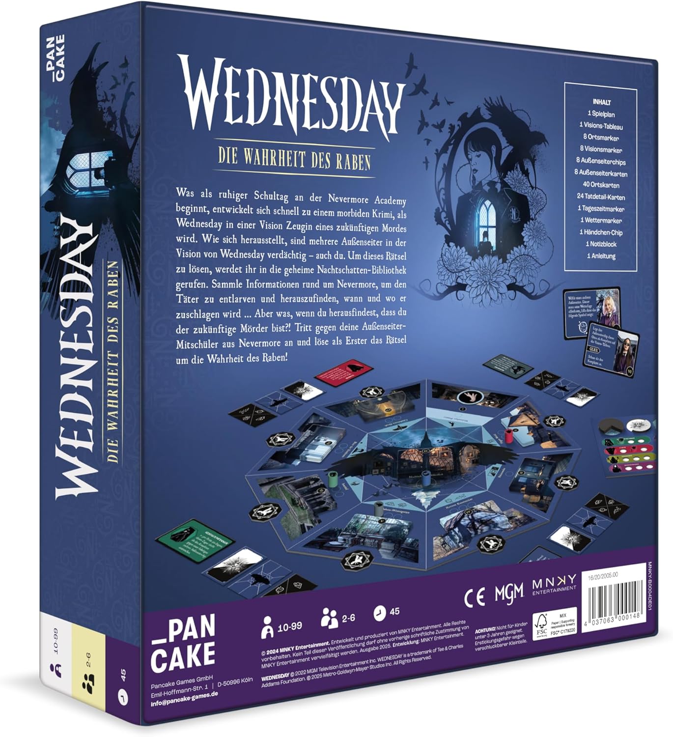 Thumbnail 1 de Pancake Games Wednesday. Die Wahrheit des Raben – kooperatives Detektivspiel für 2–6 Spieler (ca. 45 Min, ab 10 Jahren)