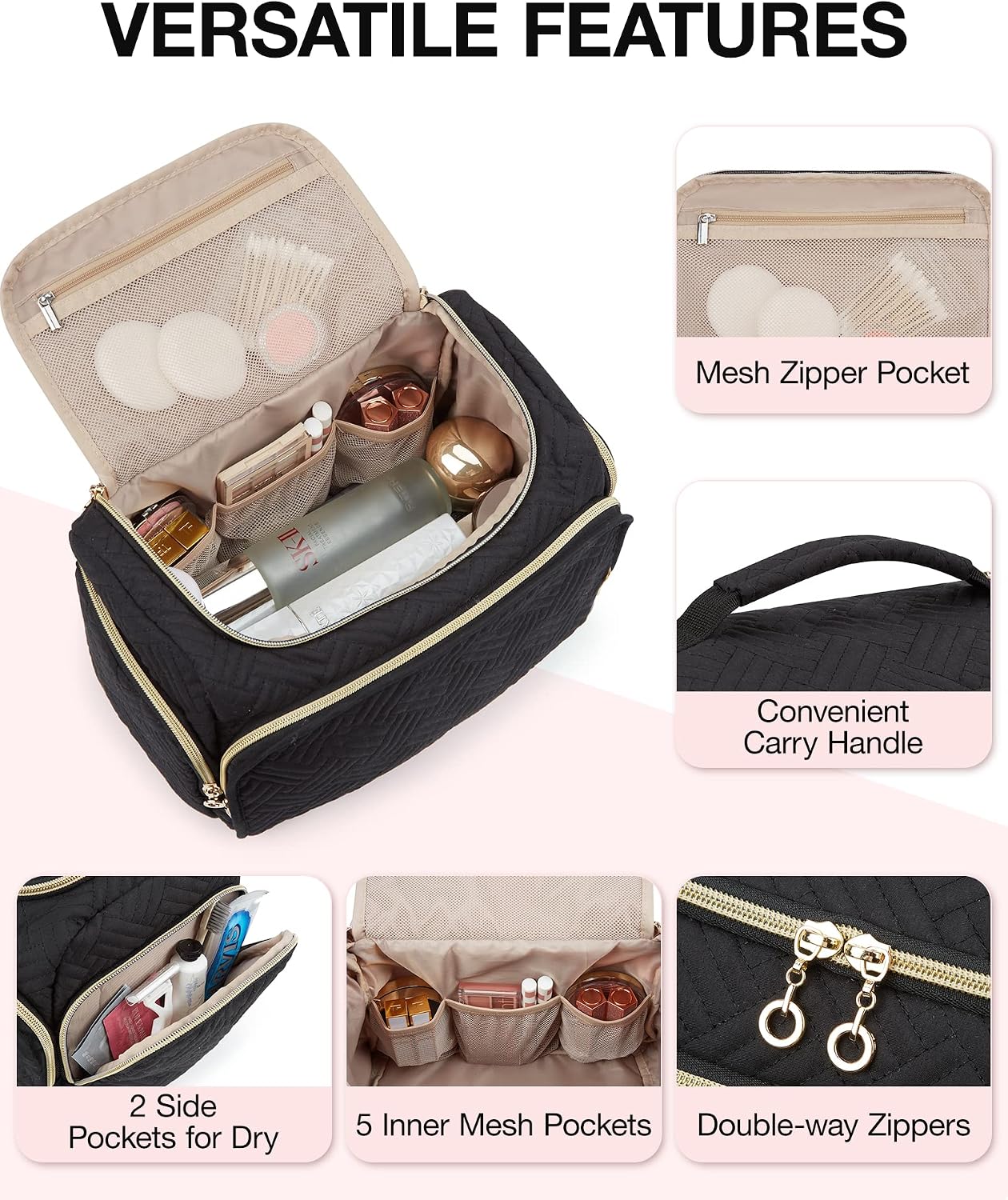 Thumbnail 2 de BAGSMART Beauty case da viaggio grande: organizer robusto e pratico per cosmetici e articoli da toeletta