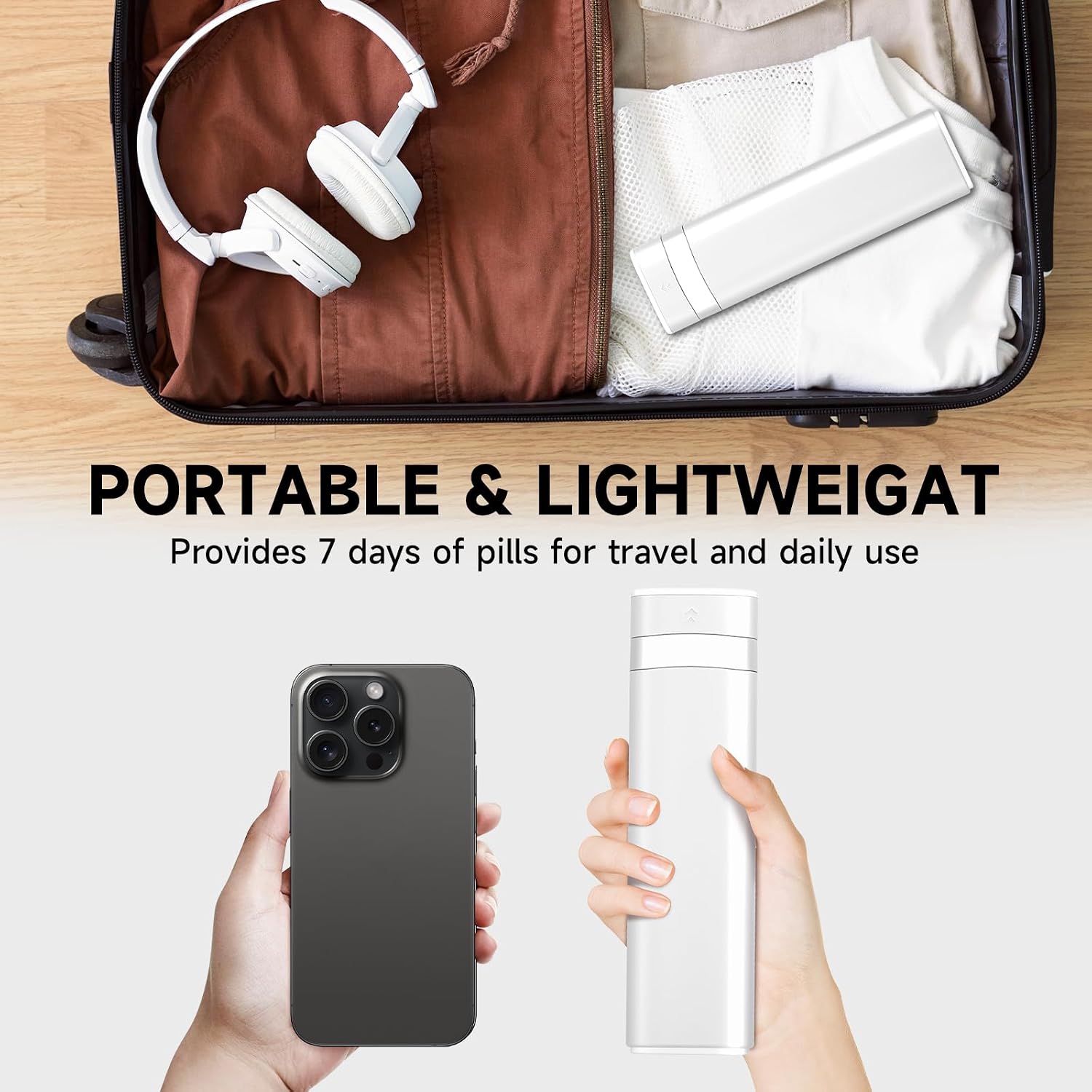 Detalle de Betife Tablettenbox 7 Tage (BPA-frei) – wöchentlicher Pillen-Organizer für Reise, Vitamine & Medikamente