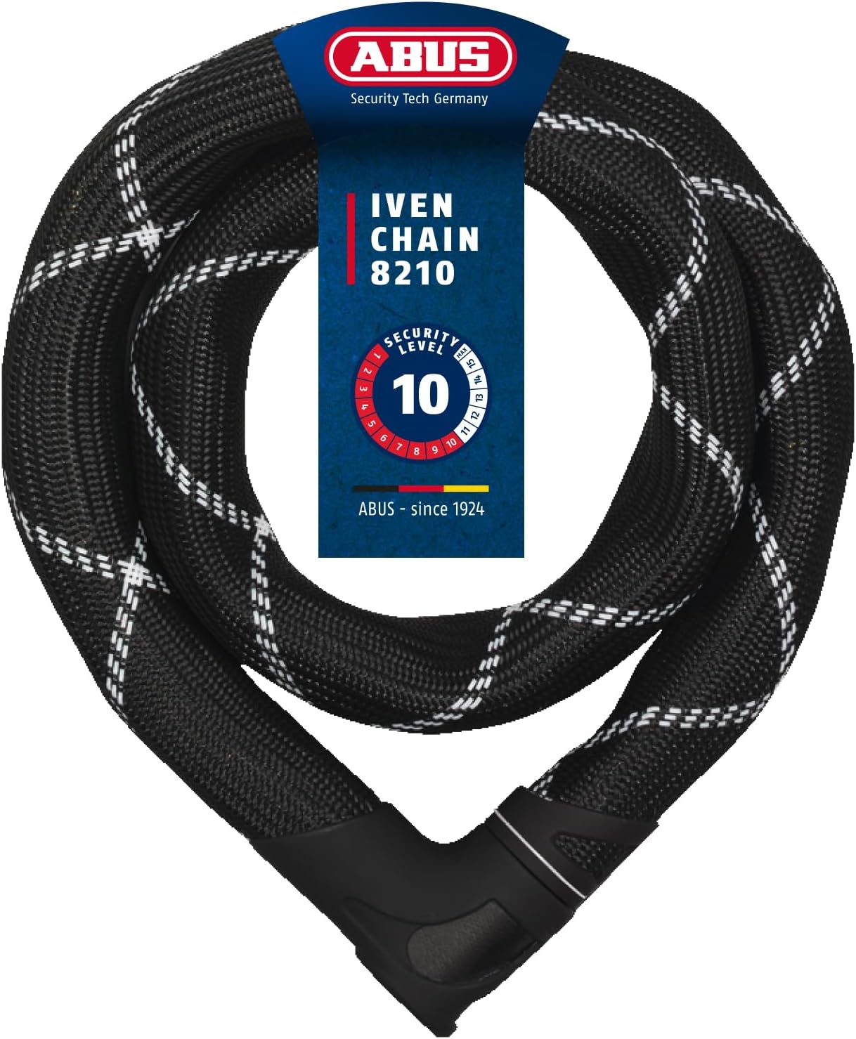Detalle de ABUS Kettenschloss Iven Chain 8210 – 140 cm, gehärteter Stahl, Kunstfaserummantelung