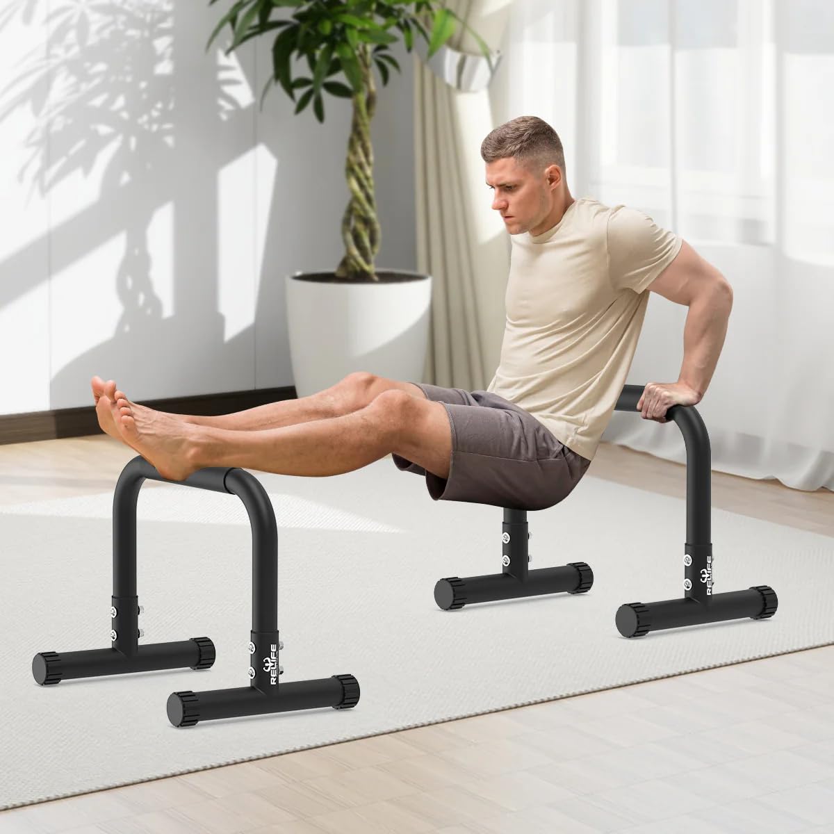 Detalle de RELIFE Dip Station – verstellbare Dip Bar und Parallettes für Calisthenics (36 cm Hoch)